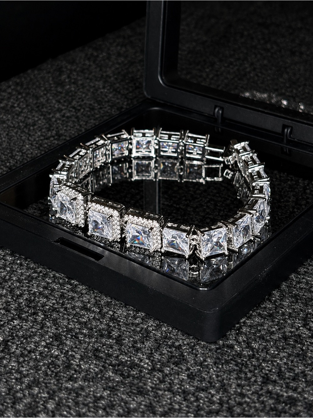 Luxury Silver Square Tennis Bracelet
